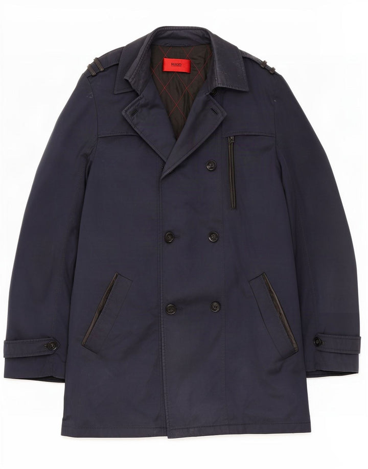 Hugo Boss Trench Coat til mænd EU 48 Mellem marineblå bomuld