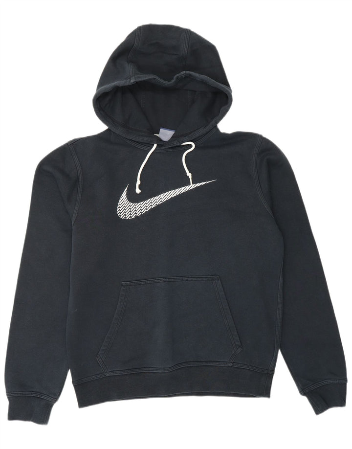 NIKE Mens Graphic Hoodie Jumper Small Black Cotton