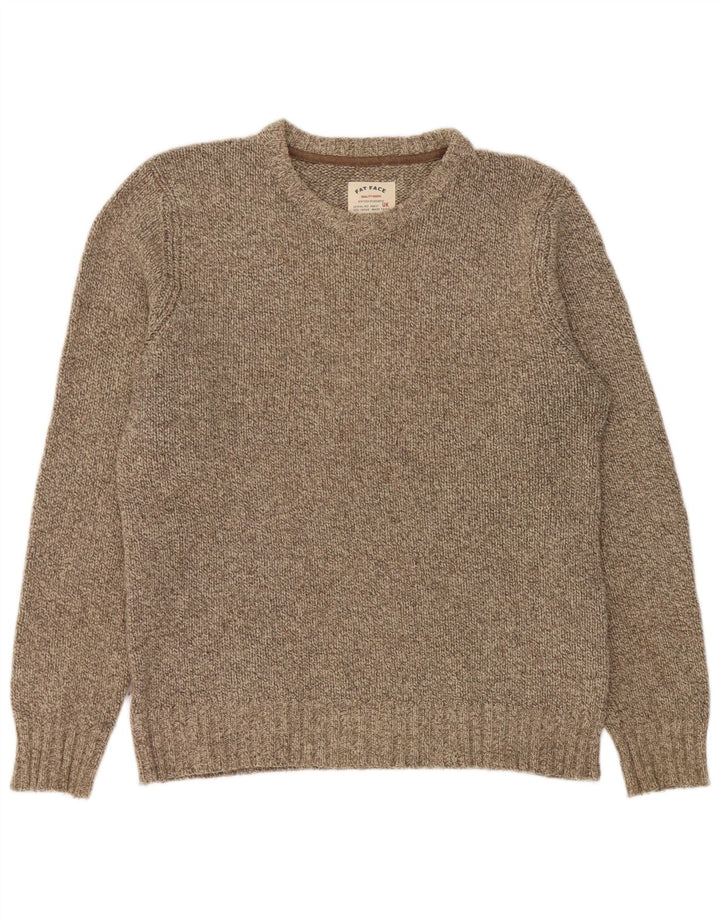 Fedt ansigt til mænd med rund hals sweater mellemgrå flekket uld