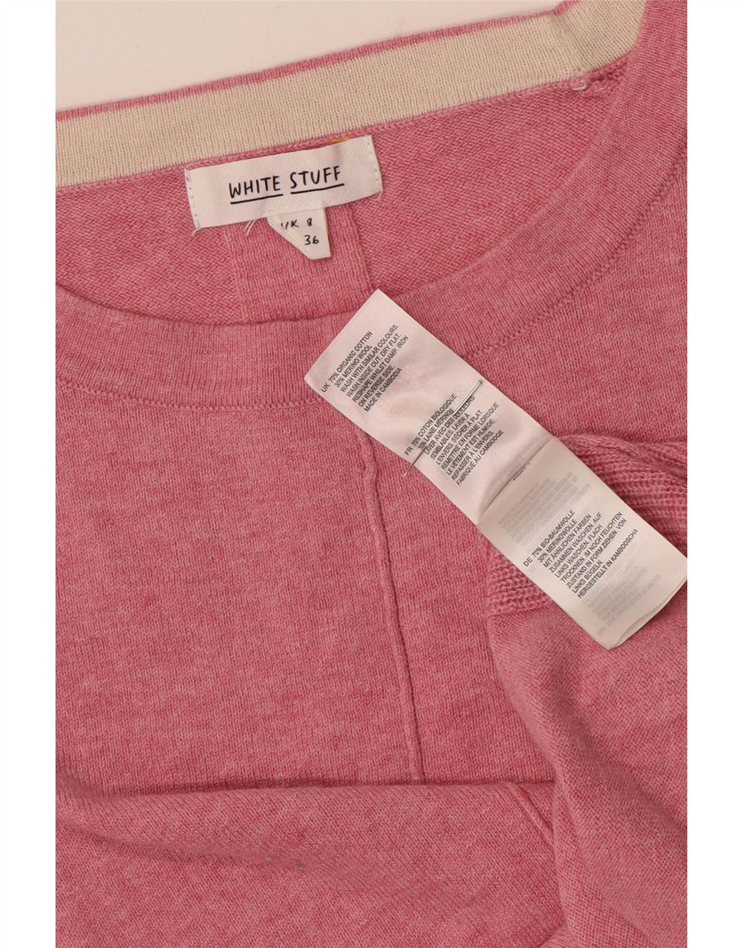 White Stuff Womens Boat Neck Jumper Sweater UK 8 Small Pink Bomuld