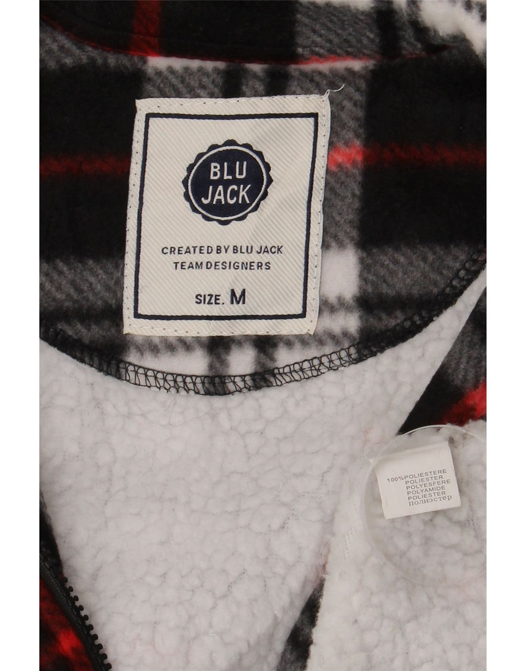 Vintage Herre Sherpa Lumberjack Flannel Shirt Medium Sort Plaid Polyester