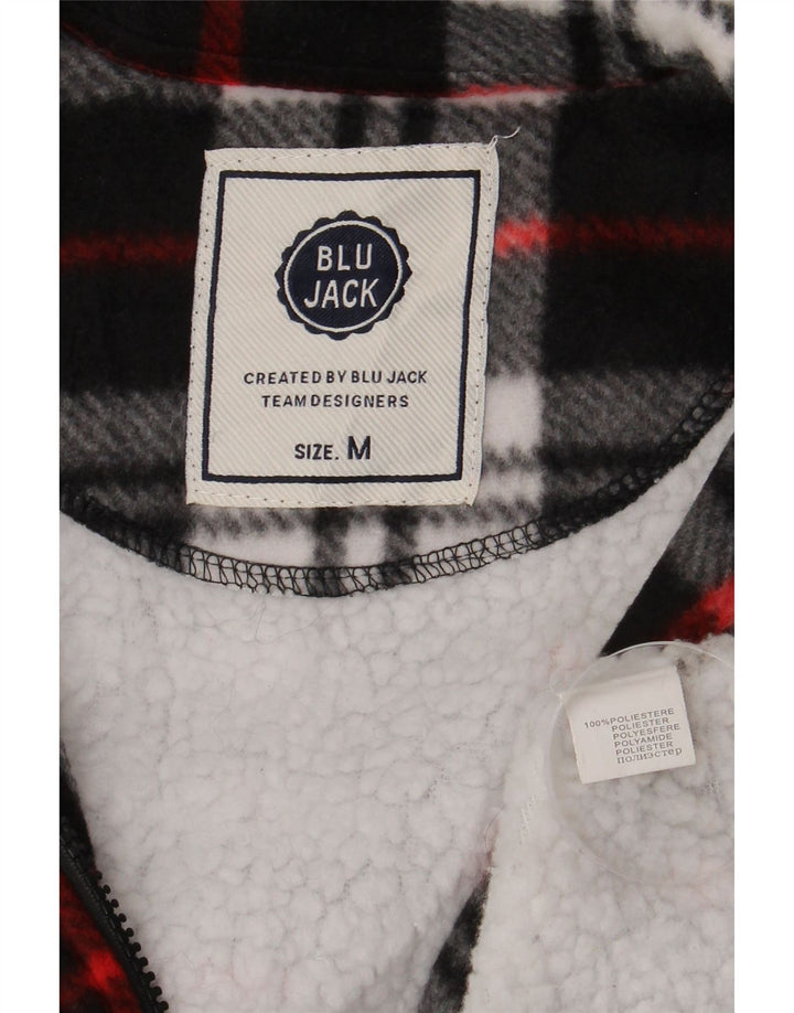 Vintage Herre Sherpa Lumberjack Flannel Shirt Medium Sort Plaid Polyester