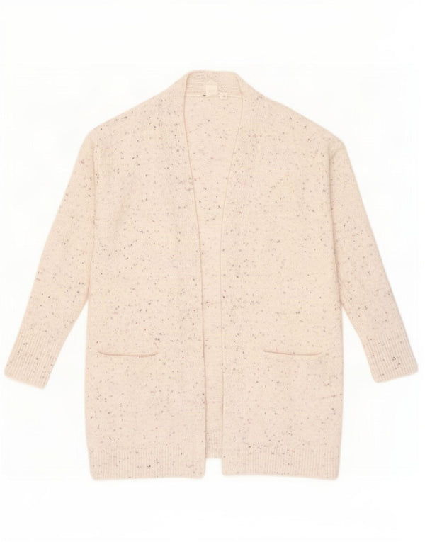 Gap Womens Oversized Open Cardigan Sweater UK 6 XS Hvid Flecked Bomuld