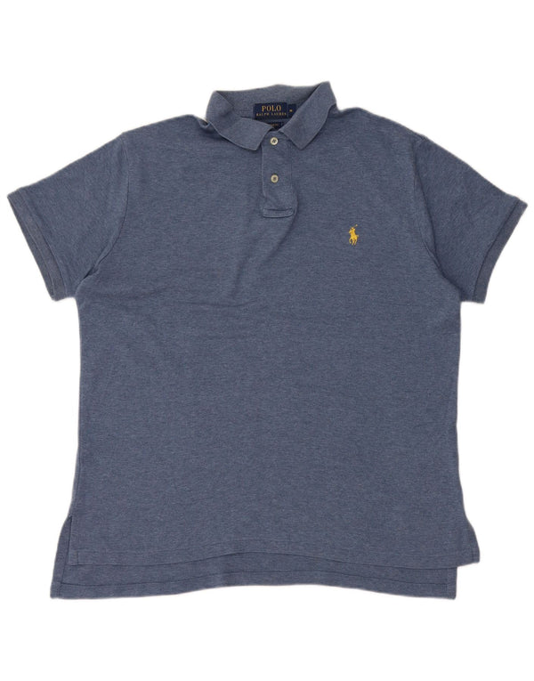 POLO RALPH LAUREN Mens Custom Fit Polo Shirt Medium Blue Cotton