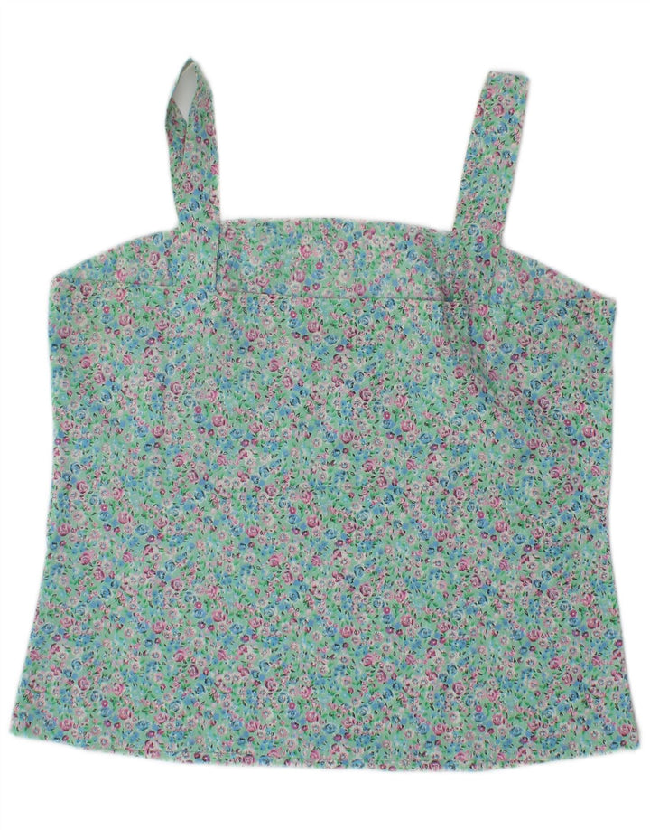 Vintage Dame Cami Top UK 10 Small Turkis Floral