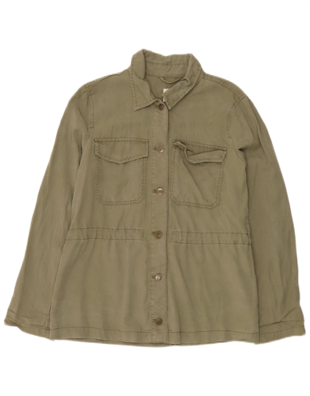 Gap Womens Utility Shirt UK 14 Medium Khaki Tencel