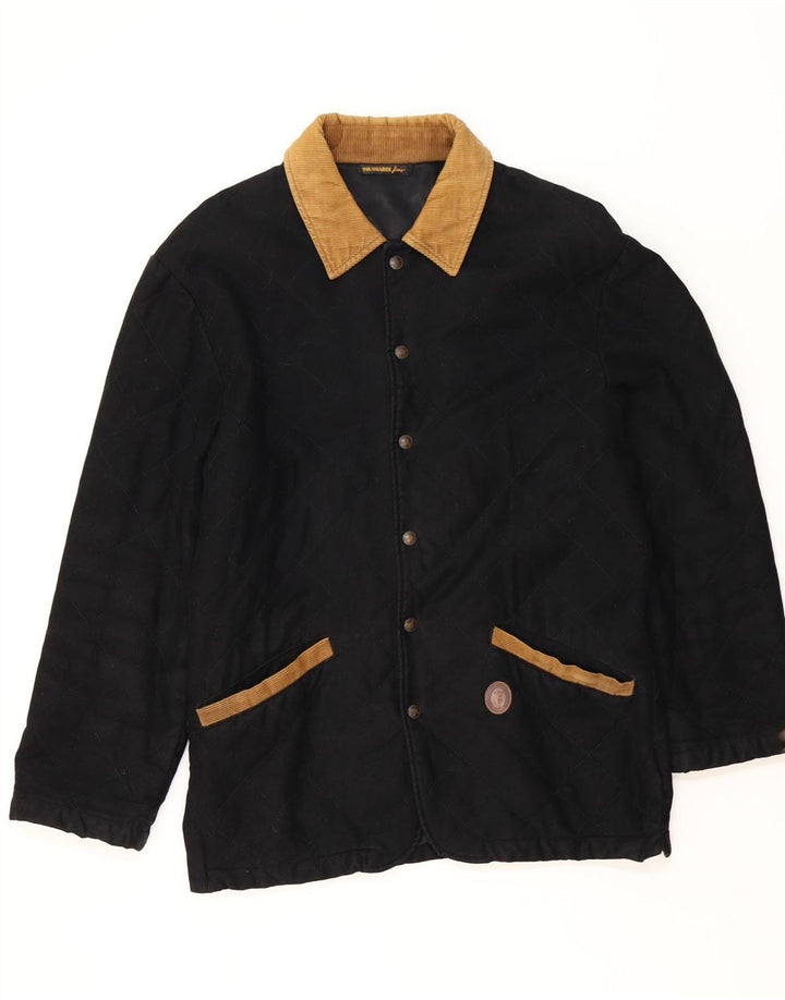 Trussardi Herre quiltet jakke UK 38 Medium Black Viscose
