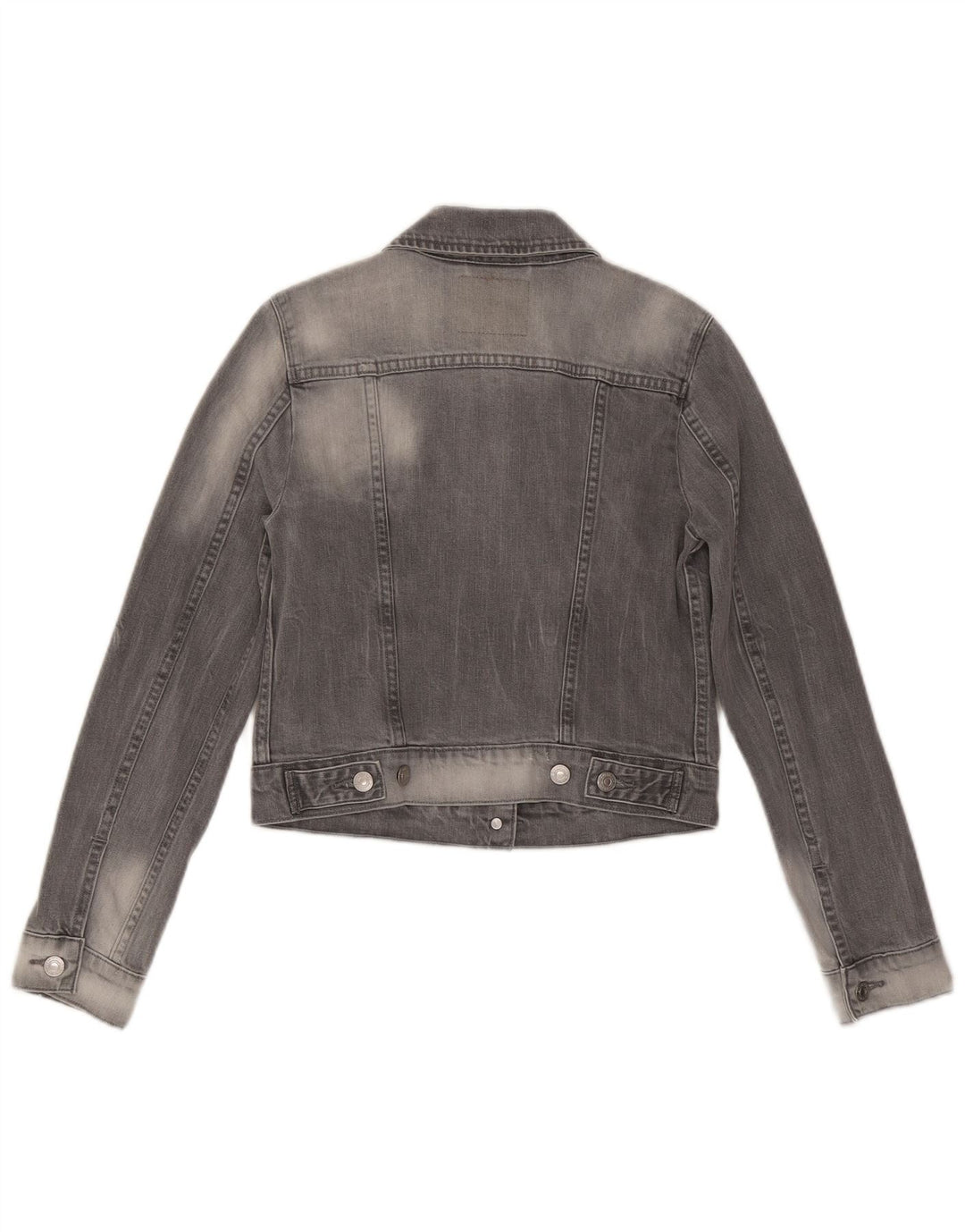 LEVI'S Dame Crop Denim Jacket UK 10 Small Grey Bomuld