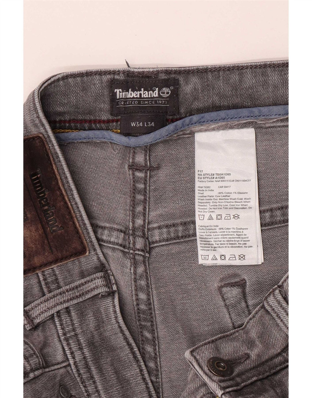 Timberland Herre Regular Straight Jeans W34 L30 Grå Bomuld