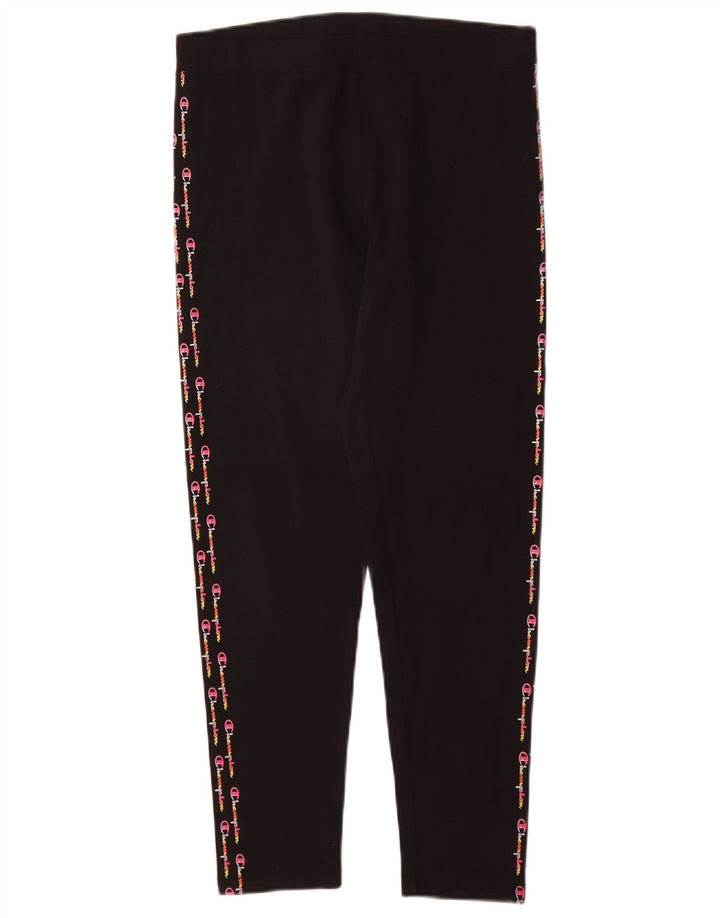 CHAMPION Womens Graphic Leggings UK 14 Medium Black