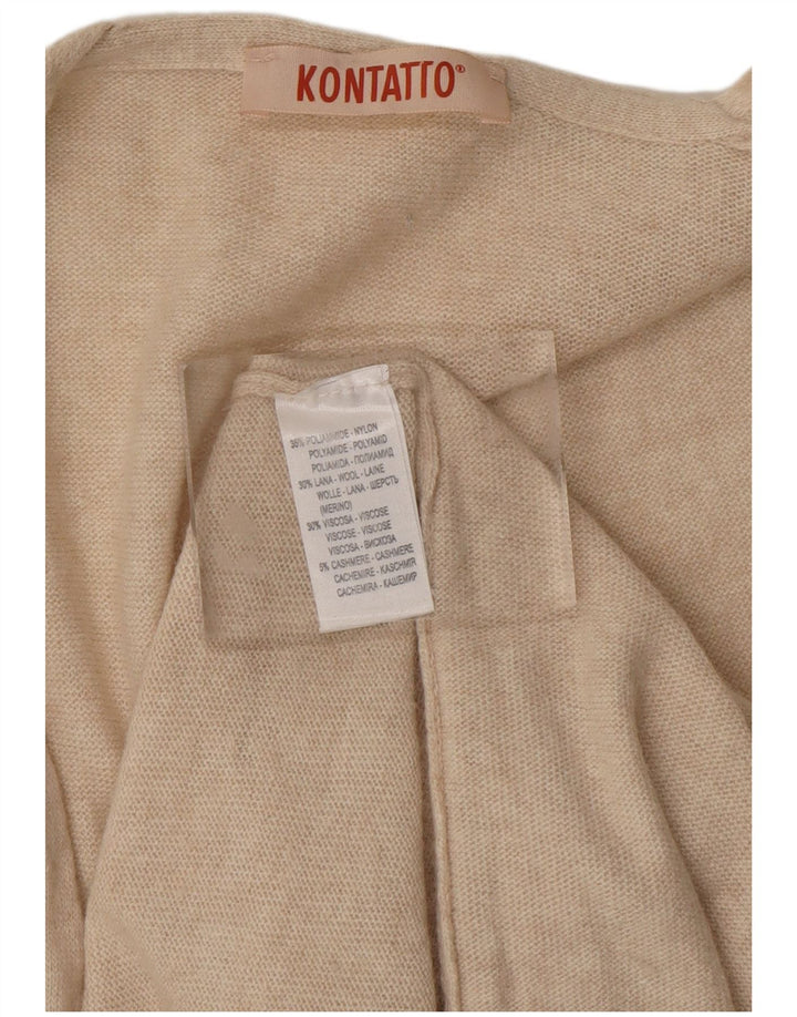 KONTATTO Dame Longline Cardigan Sweater UK 14 Medium Beige Polyamid