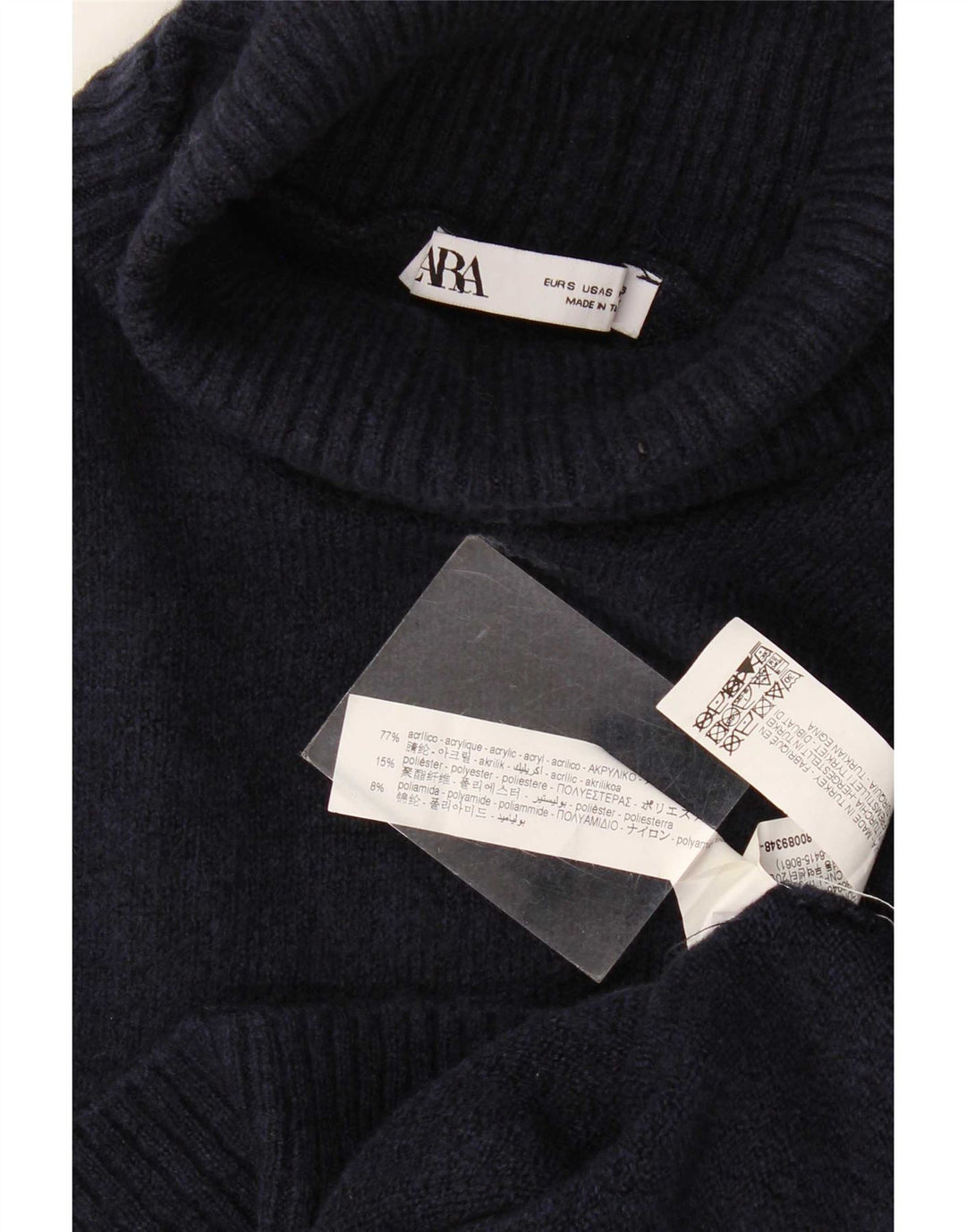 Zara Dame Oversized Roll Neck Jumper Sweater UK 10 Small Navy Blue