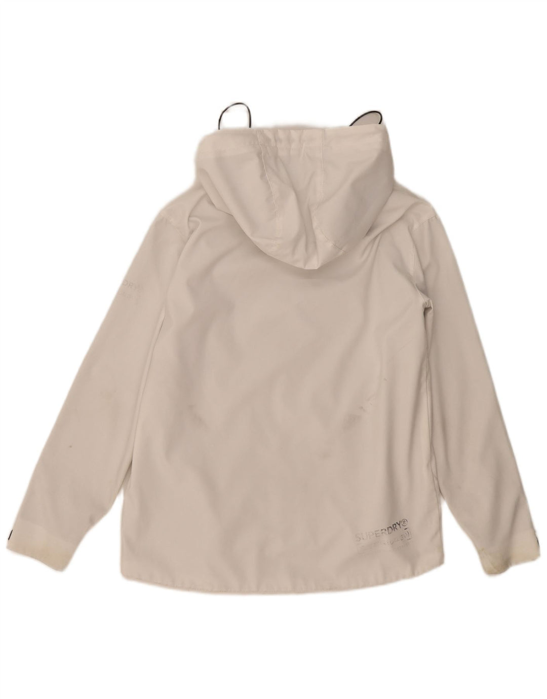 Superdry Dame Hætte Oversized Windbreaker Jacket UK 10 Small White