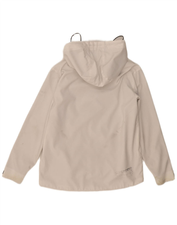 Superdry Dame Hætte Oversized Windbreaker Jacket UK 10 Small White