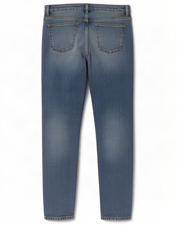 Zara Dame Mom Distressed Slim Jeans W26 L30 Blue Cotton