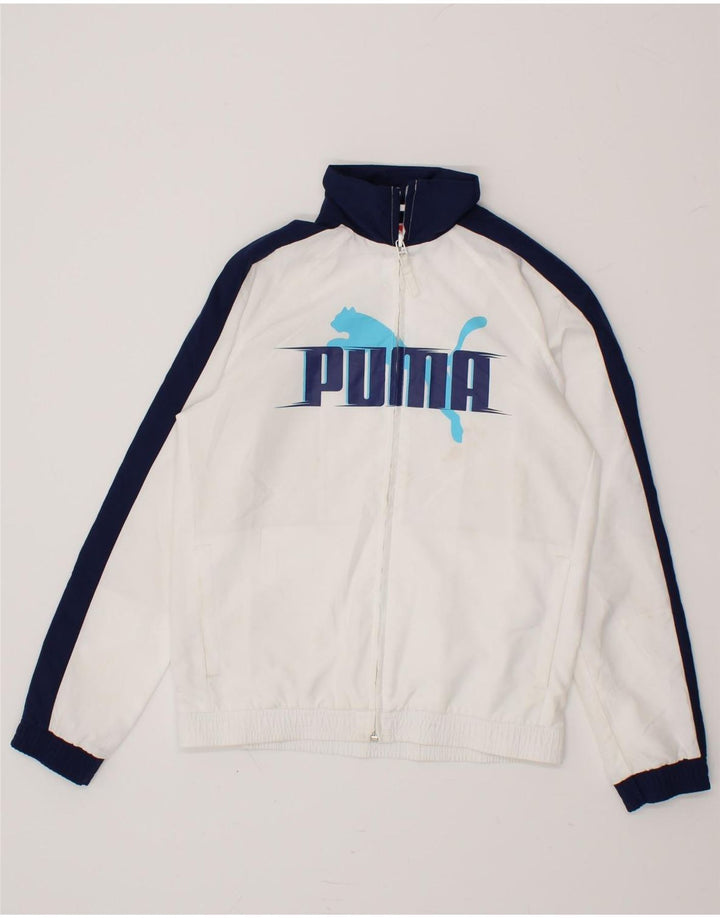 PUMA Boys Graphic Tracksuit Top Jacket 11-12 Years Large  White Vintage Puma and Second-Hand Puma from Messina Hembry 
