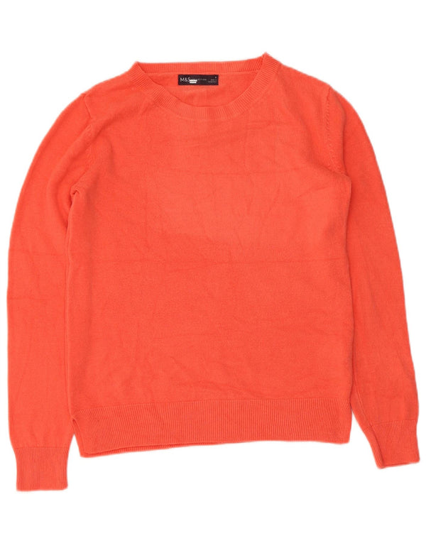 Marks & Spencer Dame Boat Neck Jumper Sweater UK 8 Small Orange Acryl