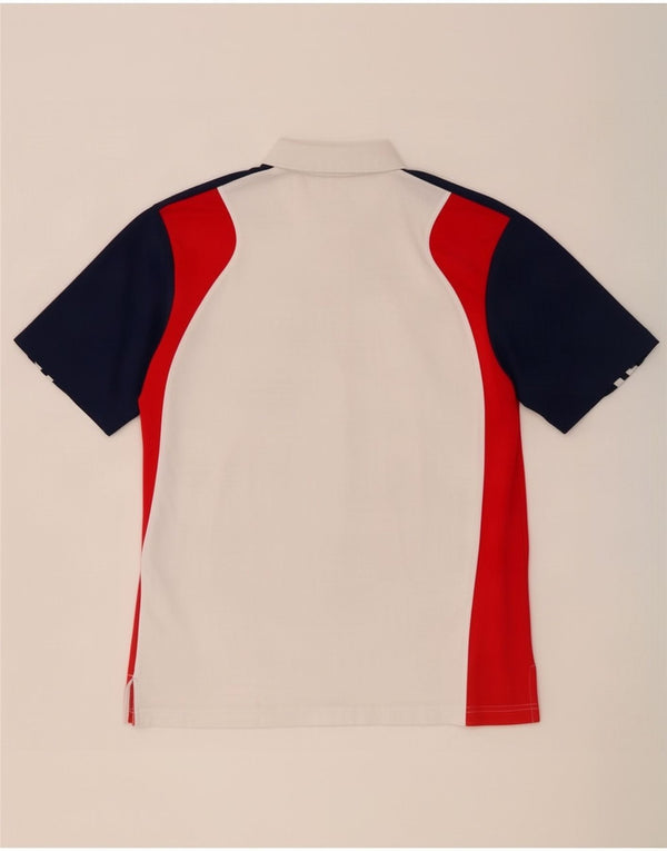 Adidas Polo Shirt til mænd UK 42/44 Large White Colourblock Polyester
