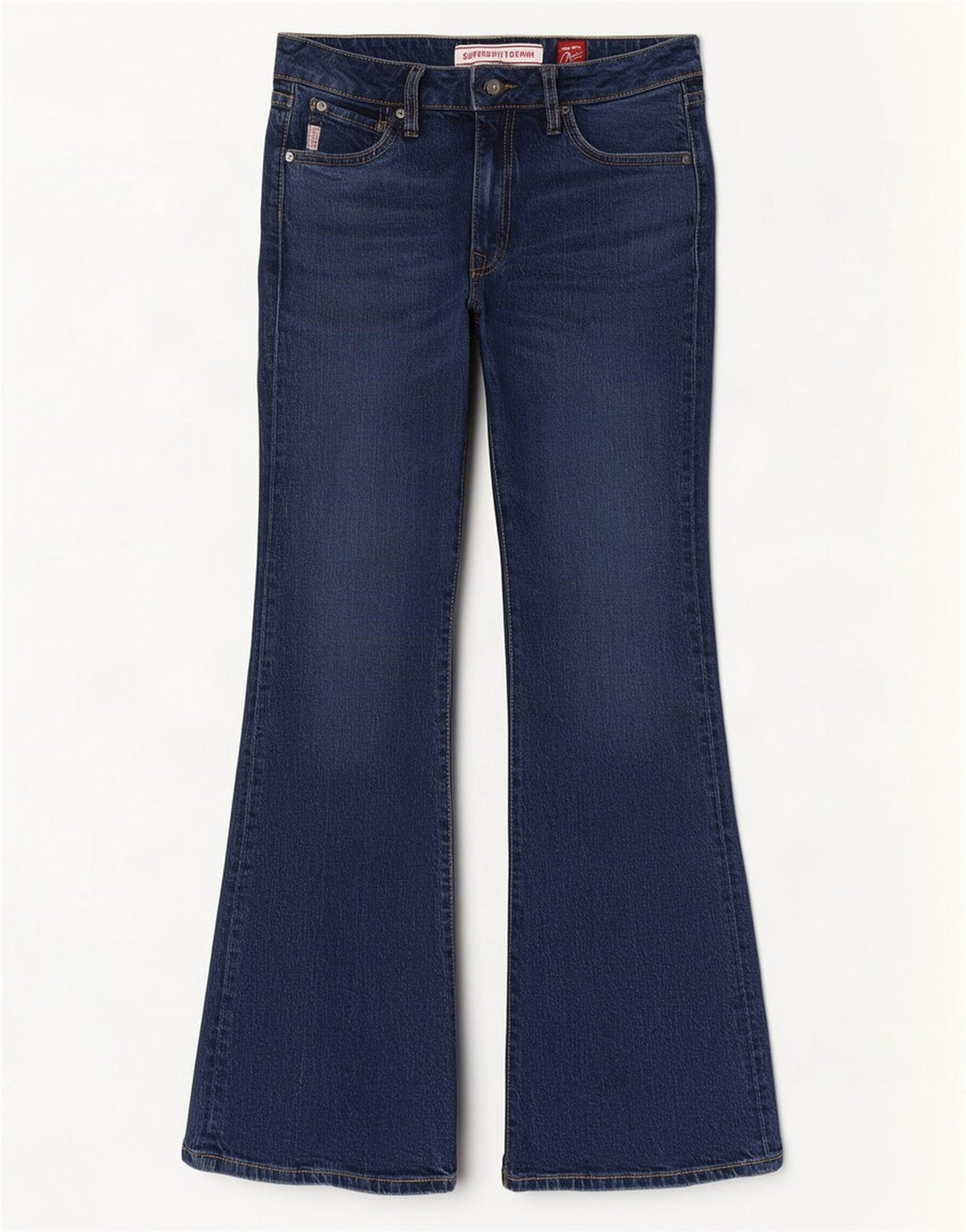 Superdry Dame Flared Jeans W28 L32 Marineblå Bomuld