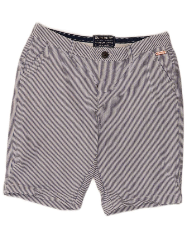 Superdry Chino Shorts til kvinder UK 8 Small W30 Blue Pinstripe Bomuld