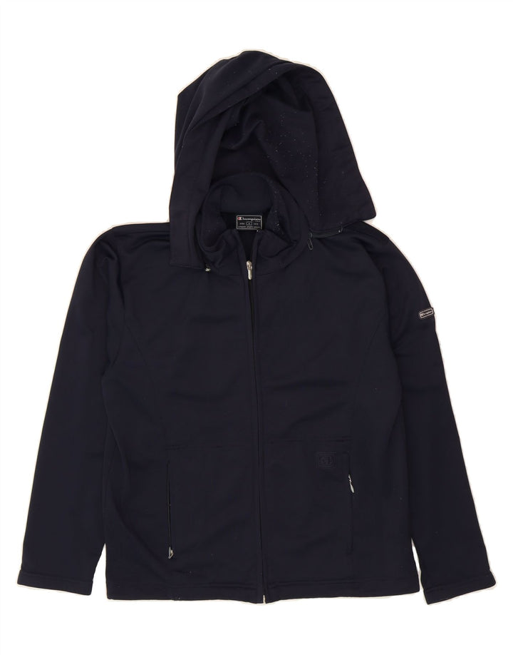CHAMPION Mens Hooded Tracksuit Top Jacket Small Navy Blue Polyester Vintage Champion and Second-Hand Champion from Messina Hembry 