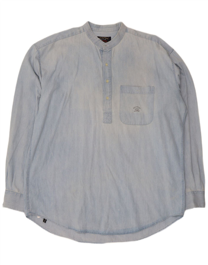 Paul & Shark Herre Pullover Shirt Størrelse 17 1/2 44 XL Blå Bomuld