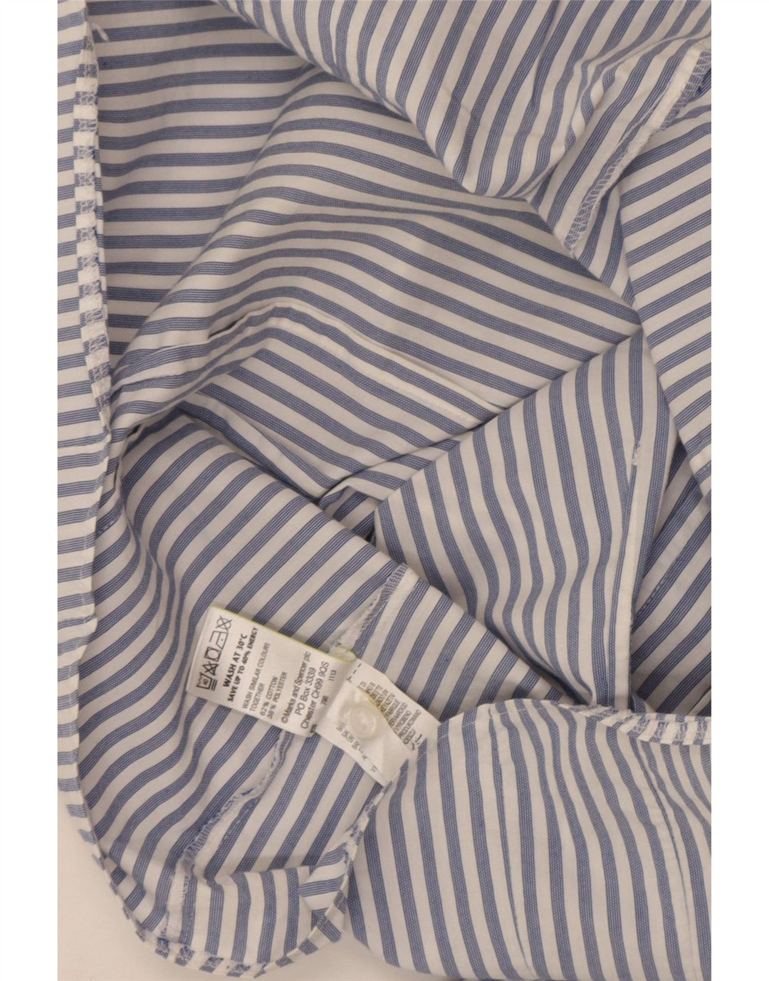 Marks & Spencer Dameskjorte UK 12 Mellem marineblå nålestribet bomuld