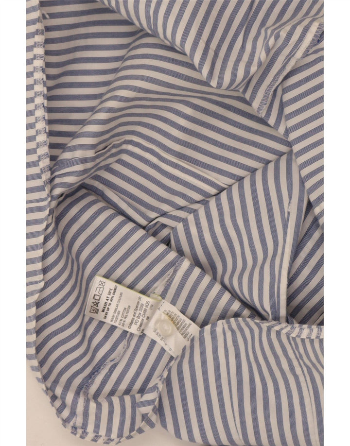 Marks & Spencer Dameskjorte UK 12 Mellem marineblå nålestribet bomuld