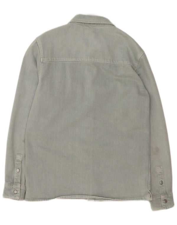 Zara Herre Relaxed Fit denimskjorte lille grøn bomuld