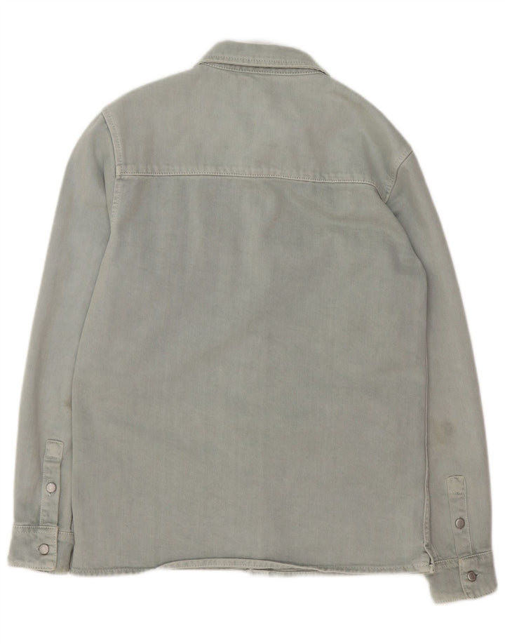 Zara Herre Relaxed Fit denimskjorte lille grøn bomuld
