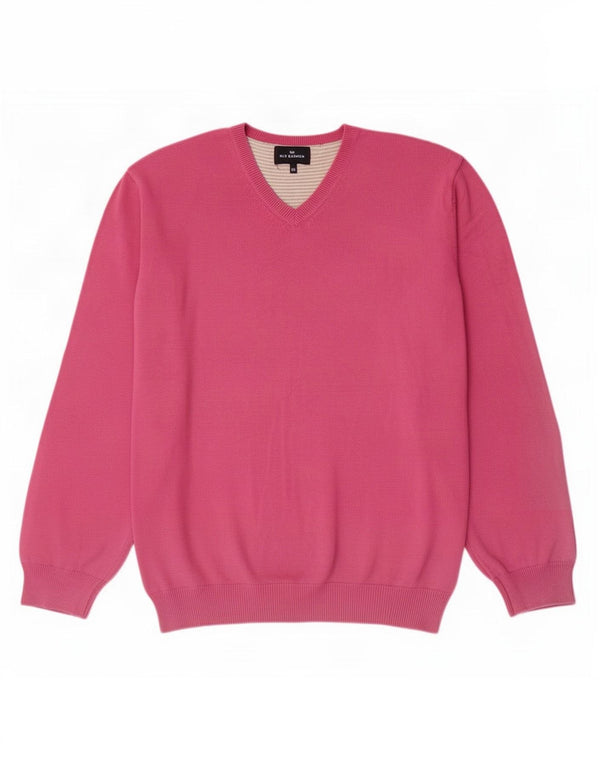 Marks & Spencer Herre Blue Harbor V-hals sweater 2XL Pink Bomuld
