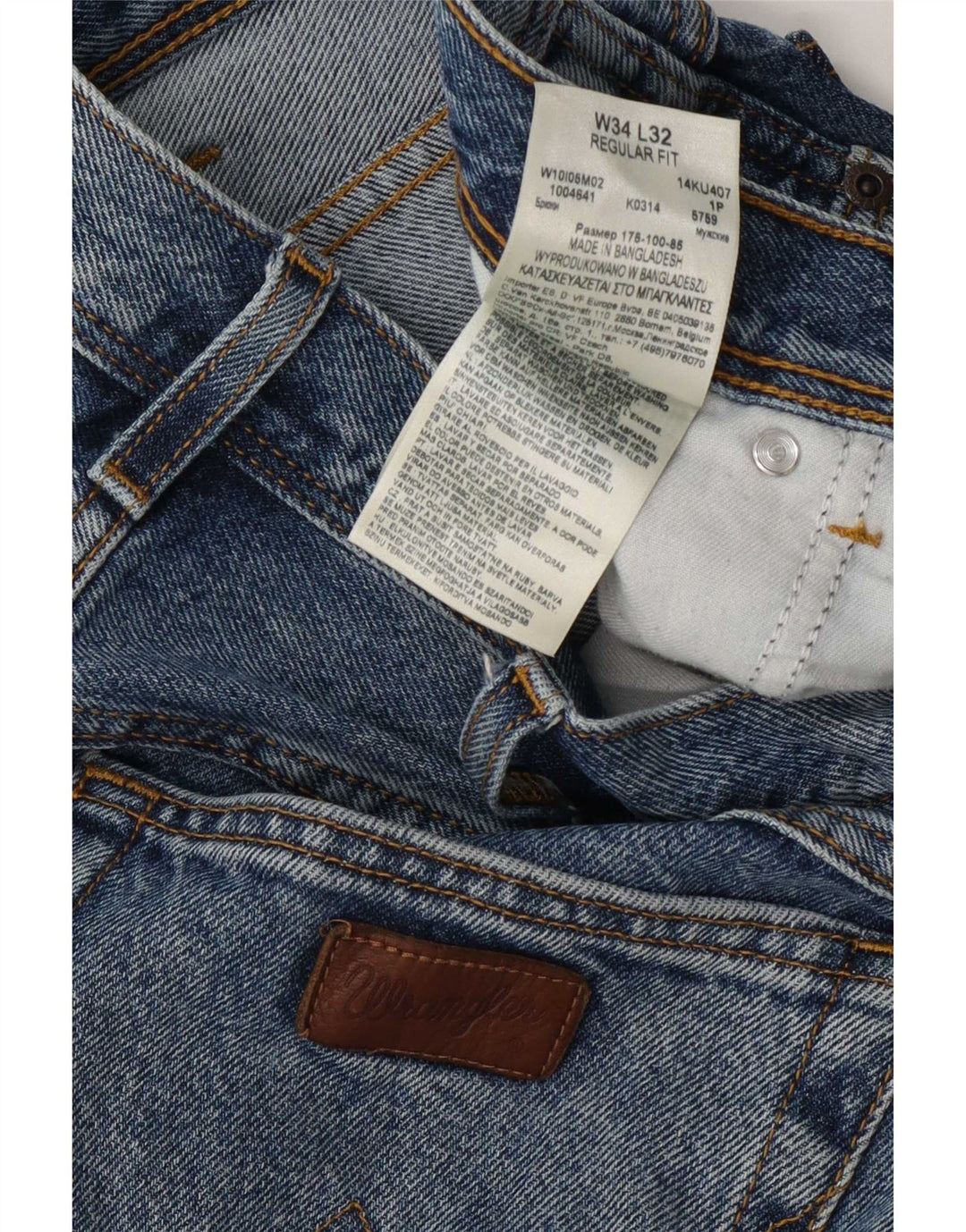 Wrangler Herre Regular Fit Straight Jeans W34 L32 Blå Bomuld