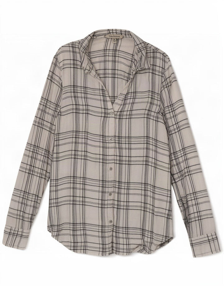 Calvin Klein Jeans Dameskjorte UK 12 Medium White Check