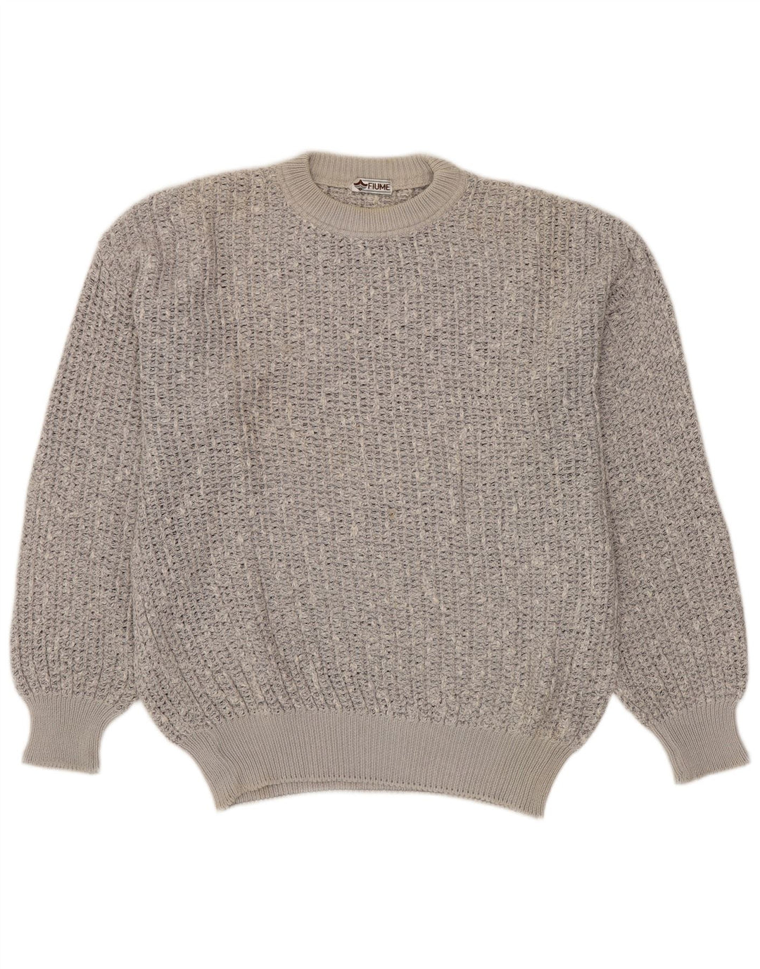Fiume Herre Crew Neck Jumper Sweater IT 52 Stor Grå Bomuld
