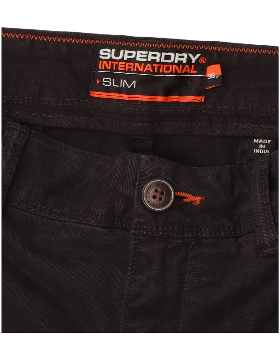 Superdry Slim Chino Shorts til mænd W36 Large Black Bomuld