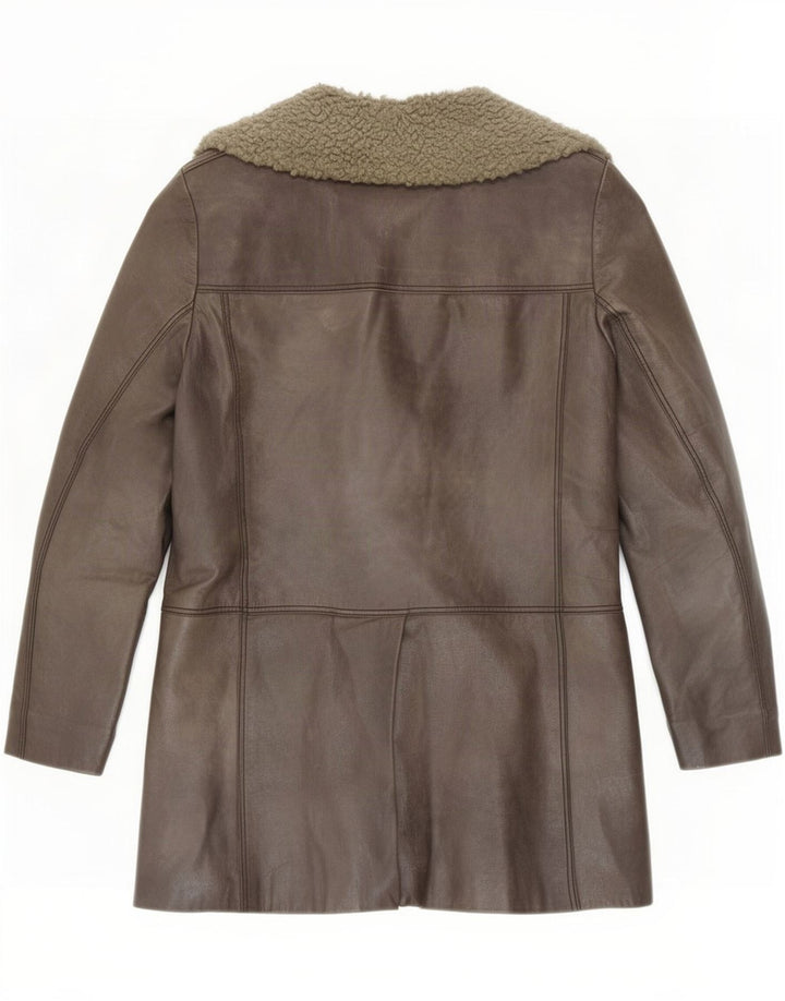 Vintage Dame Shearling Jacket UK 10 Small Grey