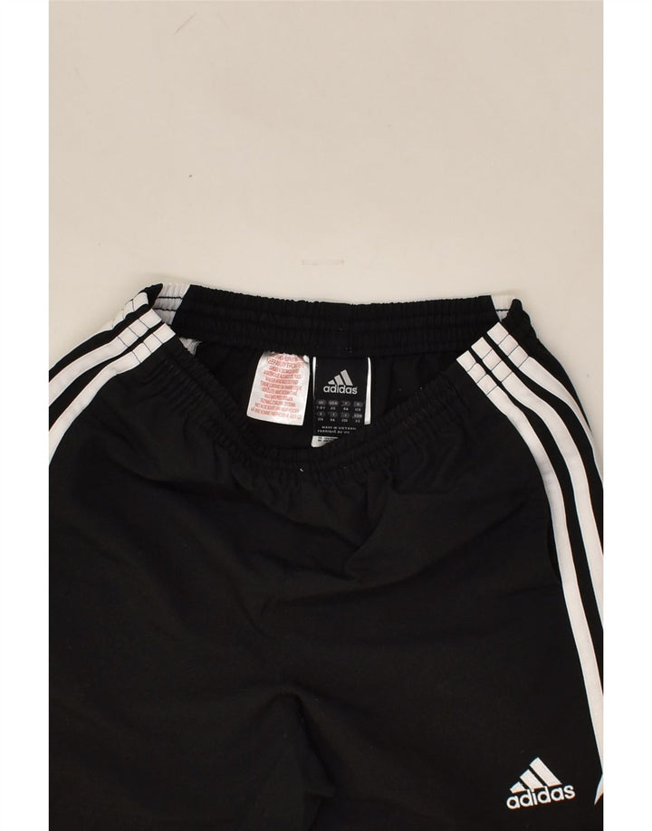 ADIDAS Boys Sport Shorts 7-8 Years Black Striped Polyester | Vintage Adidas | Thrift | Second-Hand Adidas | Used Clothing | Messina Hembry 