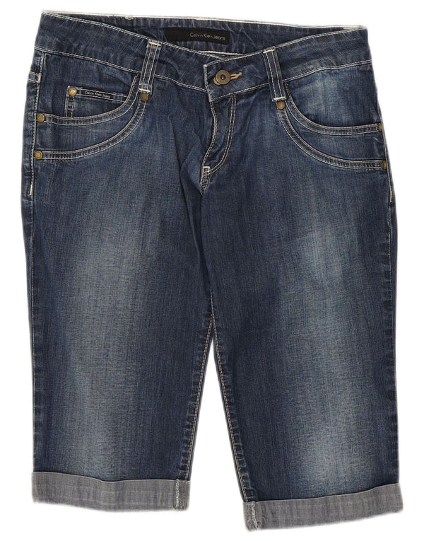 CALVIN KLEIN denimshorts til kvinder W28 Mellem marineblå bomuld