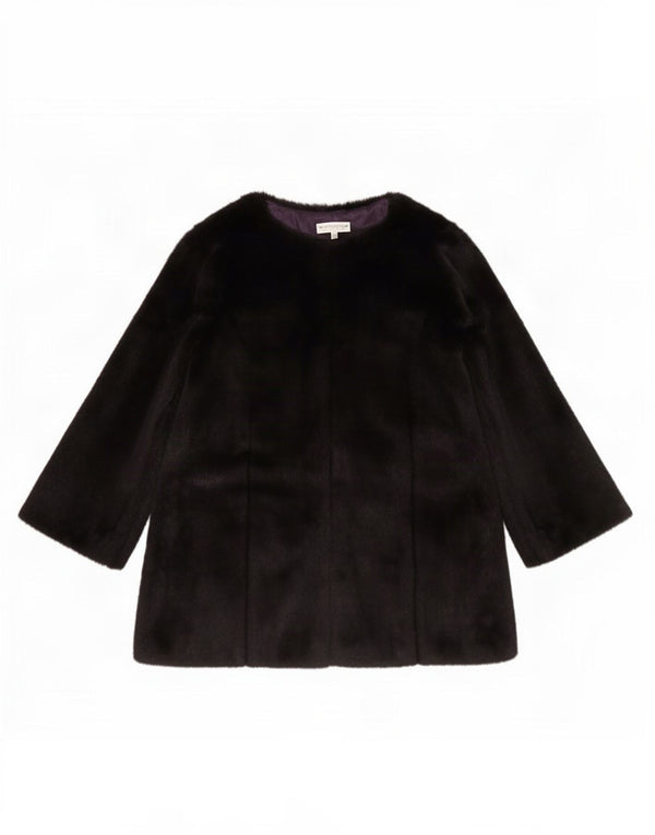 Simon Jeffrey Dame Oversized 3/4 ærmet imiteret Pels Overfrakke UK 20 2XL Sort