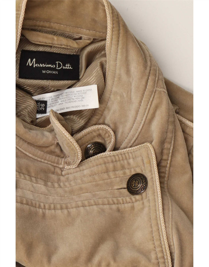 Massimo Dutti Dame Dobbeltradet Military Blazer Jacket UK 18 XL Beige