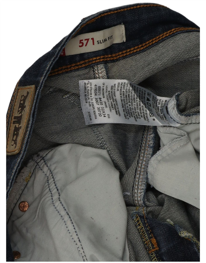 Levi's Dame 571 Slim Jeans W32 L30 Marineblå Bomuld