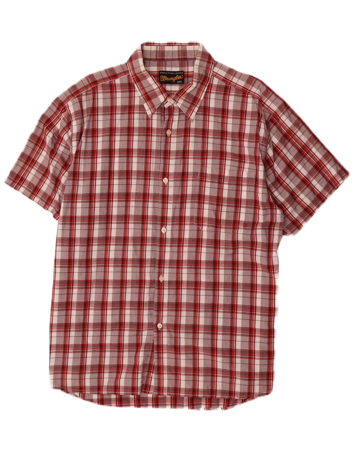 WRANGLER Mens Short Sleeve Shirt 2XL Red Check Cotton