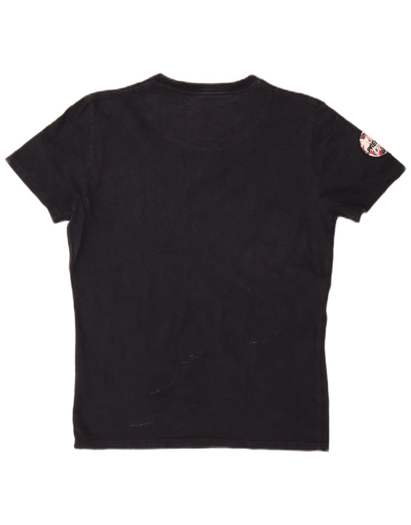 SUPERDRY Herre grafisk T-shirt Top Medium Navyblå Bomuld