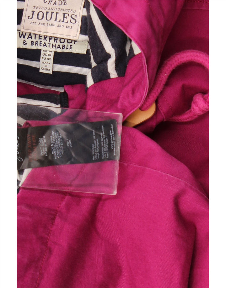 JOULES Dame Hooded Bomber Jacket UK 14 Large Pink Bomuld