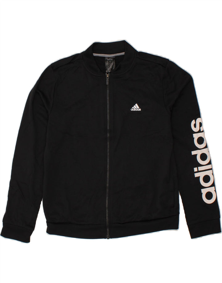 ADIDAS Womens Climalite Graphic Tracksuit Top Jacket UK 12/14 Medium Black Vintage Adidas and Second-Hand Adidas from Messina Hembry 