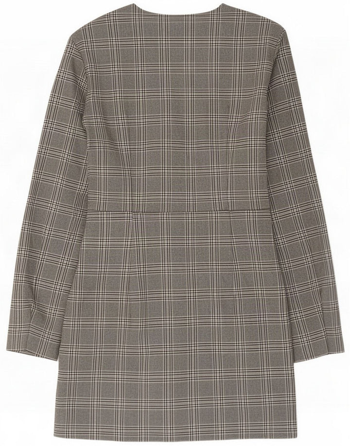 Zara Womens Sheath Dress UK 8 Small Grey Houndstooth Polyester