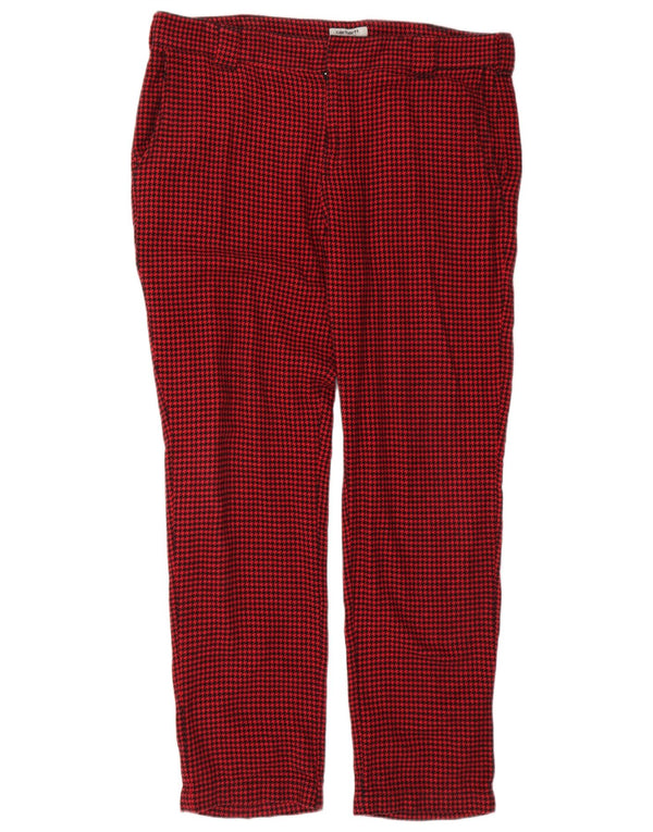 Carhartt Lige Chinobukser til mænd XL W40 L32 Rød Houndstooth Bomuld