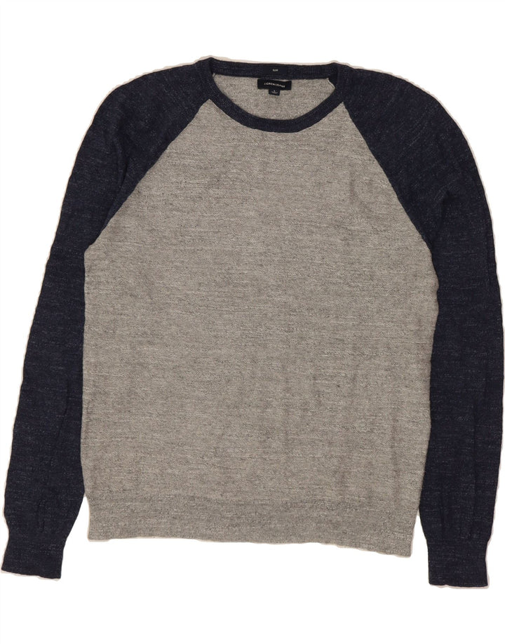 J. CREW Mens Slim Fit Crew Neck Jumper Sweater Large Grey Colourblock Vintage J. Crew and Second-Hand J. Crew from Messina Hembry 
