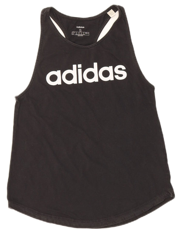 Adidas Dame Grafisk Vest Top UK 8/10 Small Black Bomuld