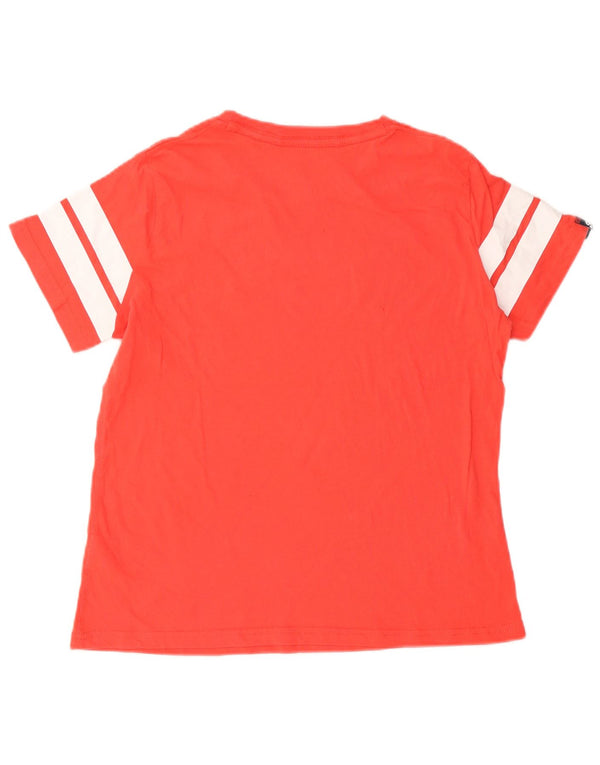 Superdry Grafisk T-shirttop til kvinder UK 12 Medium Rød Colourblock Bomuld